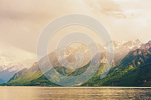 Sunset over lake Geneva