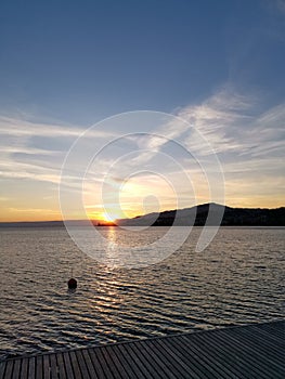 Sunset over lake geneva took in Montreux