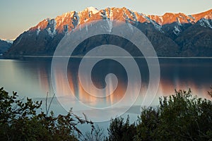 Sunset over Lake Hawea New Zealand South Island