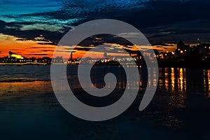 sunset over lake kaban in kazan on a summer night