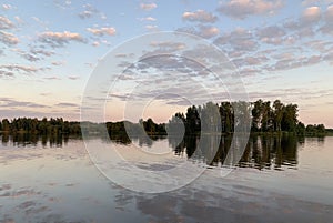 Sunset over the lake in Luunja vald, Tartu maakond, Estonia, June 2021