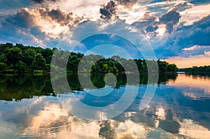 Sunset over Lake Marburg, in Codorus State Park, Pennsylvania.