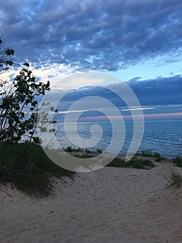 Sunset over Lake Michigan