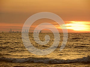 Sunset over Lake Michigan at Indiana Dunes State Park