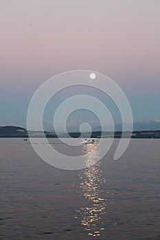 Sunset over Lake Neuchatel, Switzerland