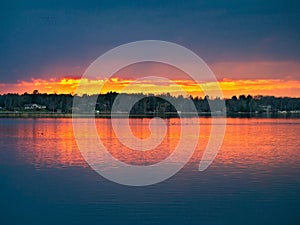 Sunset over Lake in northern Minnesota