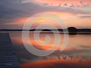Sunset over lake Saimaa