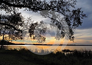 Sunset over Lake Seminole in Georgia