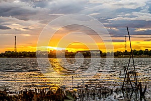 Sunset over lake