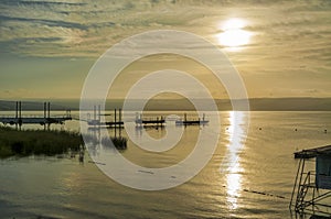 Sunset over lake tiberias