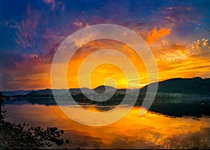 Sunset Over Lake Ullswater in Cumbria