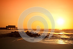 Sunset over Langstrand beach