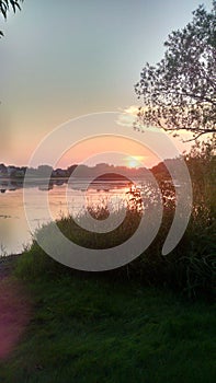 Sunset over a lazy river