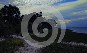 Sunset Over Lighthouse at Saint Marks National Wildlife Refuge, Tallahassee, Florida