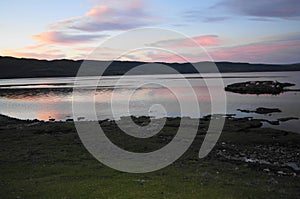 Sunset over Loch Na Keal, Isle of Mull, Scotland, UK
