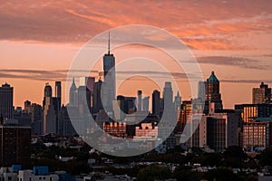 Sunset over Lower Manhattan and the Financial District