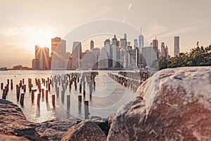 Sunset over lower Manhattan, NY