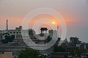 Sunset over Mandawa town