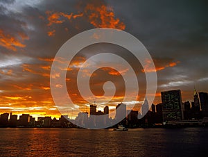 Sunset over a Manhattan.