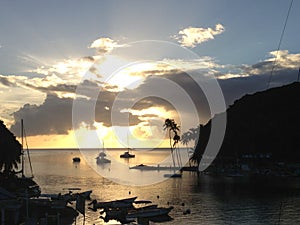 Sunset over Marigot Bay St Lucia photo