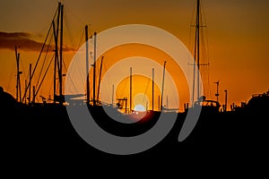 Sunset over Marina at Bucklands Beach in New Zealand