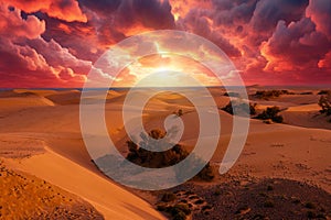 Sunset over maspalomas dunes, gran canaria