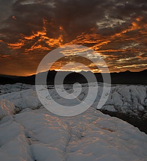 Sunset over Matanuska Glacier