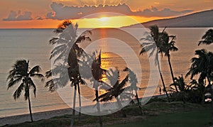 Sunset over Maui beach