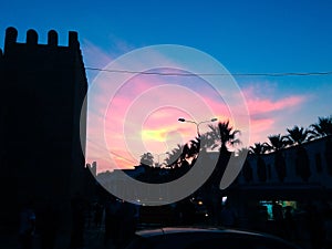 Sunset over the medina, city of Sousse, Tunisia