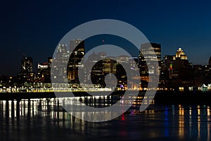 Sunset over Montreal downtown in Canada