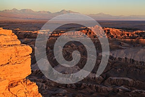 Sunset over the moon valley / valle de la luna in the Atacama desert, Chile