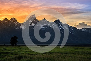 Sunset Over Mormon Row at Grand Teton National Park