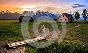 Sunset Over Mormon Row at Grand Teton National Park