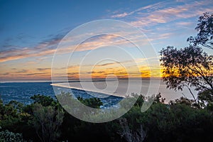 Sunset over Mornington Peninsula viewed from Arthurs Seat.