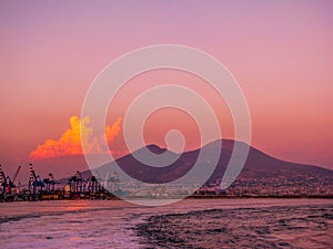 Sunset over the Mount Vesuvius