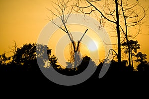 Sunset Over Mountain in North Eastern Thailand