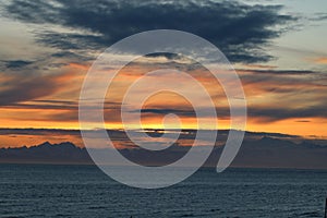 Sunset over the mountain range