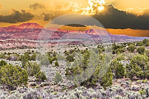 Sunset over the mountain at Valley of Fire