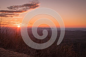 Sunset over the Mountains on the Cherohala Skyway, Tennessee and North Carolina