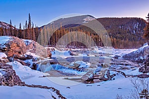 Sunset Over The Mountains At Elbow Falls photo