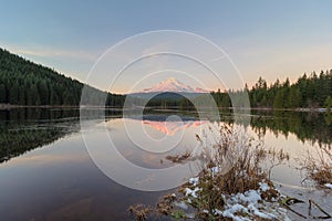 Sunset over Mt Hood at Trillium Lake