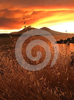 Sunset over Mt Konocti during Ranch Fire