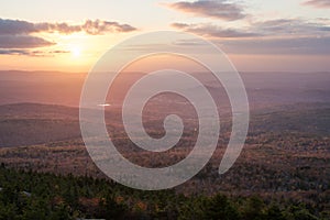 Sunset over New Hampshire mountains