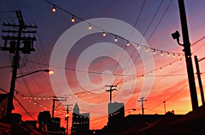 A sunset over the Night Market in Cleveland