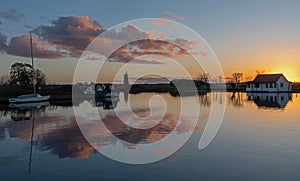 Sunset over the Norfolk Broads at Thurne.