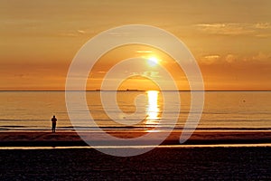 Sunset over the North sea. Texel, Netherlands