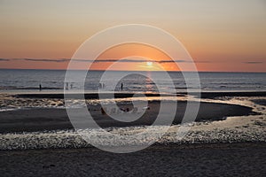 Sunset over ocean at Eastham, MA Cape Cod