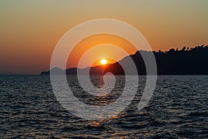 Sunset over the ocean in the Mergui Archipelago, Myanmar