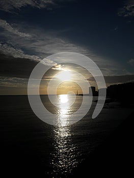 Sunset over ocean Montevideo Uruguay