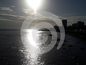 Sunset over ocean Montevideo Uruguay